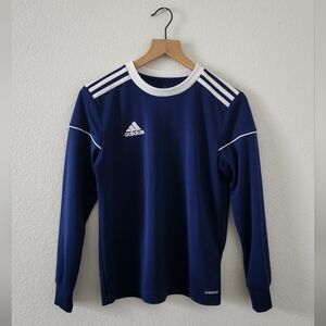 Adidas Kids Youth 13/14 Blue White Long Sleeve Activewear Casusl Shirt